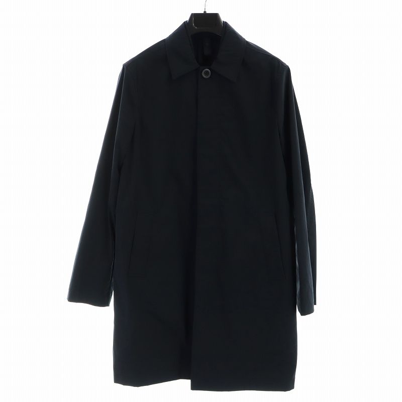 モンテドーロ MONTEDORO パッカブル ステン コート 長袖 比翼ボタン ロング ハンガー付き 46 M 紺 ネイビー GY18 MQ
