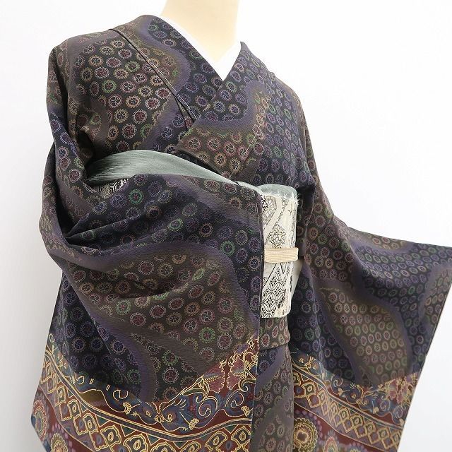 ❁tomihisa❁新品 前田仁仙 落款 更紗 着物“ようこそ仁仙更紗の世界へ