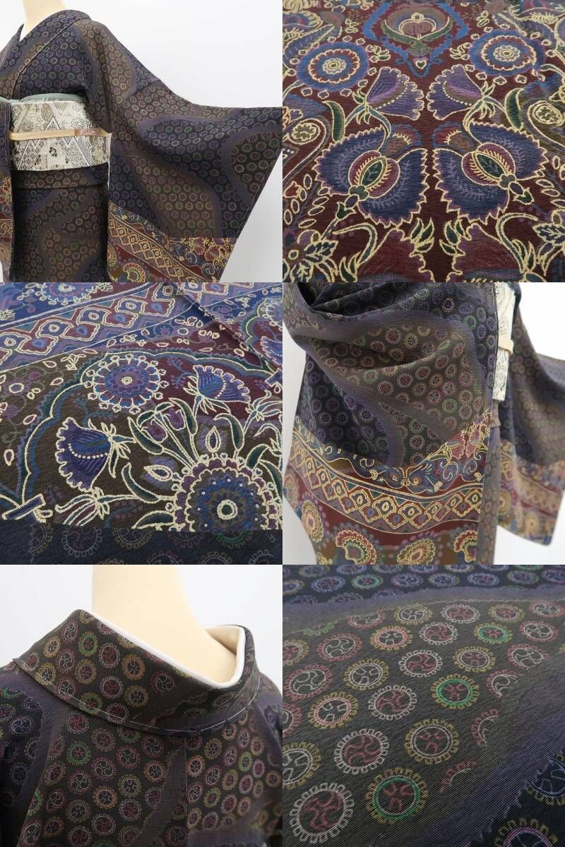 ❁tomihisa❁新品 前田仁仙 落款 更紗 着物“ようこそ仁仙更紗の世界へ