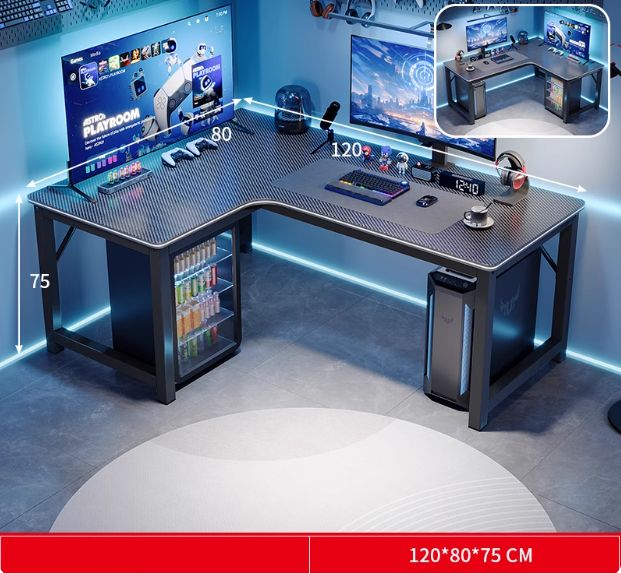 コーナーゲーミングデスク コンピューターデスク 家庭用コーナーブックテーブル 本棚 寝室のL字型学習デスク オフィスデスク