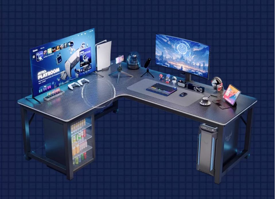 コーナーゲーミングデスク コンピューターデスク 家庭用コーナーブックテーブル 本棚 寝室のL字型学習デスク オフィスデスク MARWIL-DEMENAGEMENTS_CH