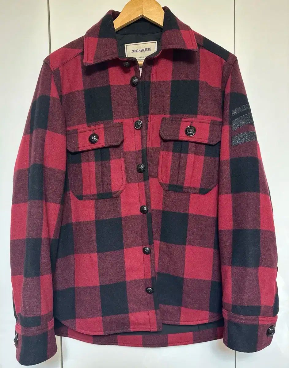 ZADIG-VOLTAIRE ザディグ エ ヴォルテール レッド ブラック CHECK シャツ ウール キルティングジャケット