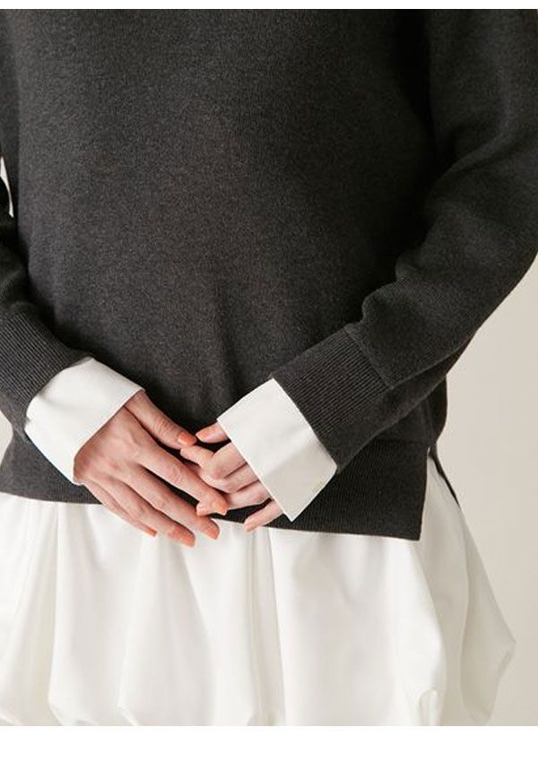 ニットドッキングバルーンワンピース 長袖