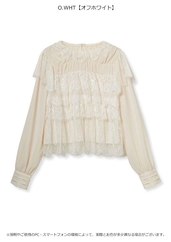 10 OFF リリー ブラウン LILY BROWN トップス 25秋冬 レースフリルブラウス 長袖 ミドル丈 lwft 255128