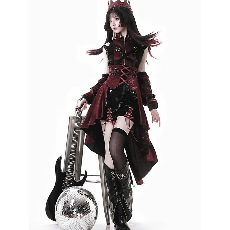 ロリータ 服 ハロウィン コスチューム セット ゴシック スチームパンク ロック レディース パンツ 暗黒風 ロリィタファッション ノースリーブ コスプレ 衣装