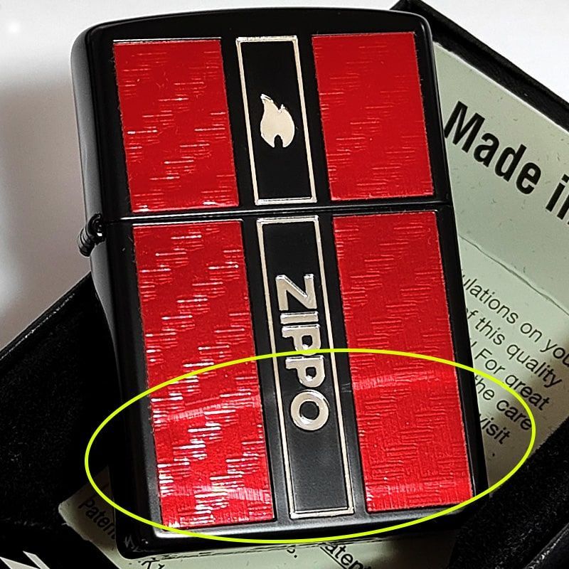 ZIPPO ライター レッドカーボン ロゴ フレーム 銀差し 珍しい ジッポー 彫刻 炎 マットブラック 銀 かっこいい 赤 お洒落 黒 メンズ