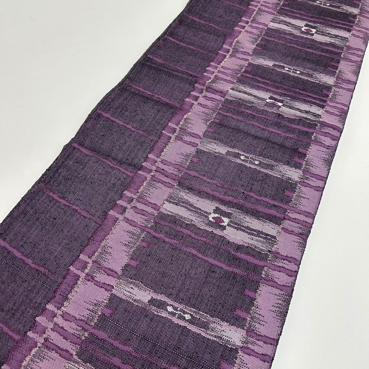 名古屋帯 正絹 きりばめ 刺し子 紬 九寸 MA-1281 名古屋帯 正絹 幾何