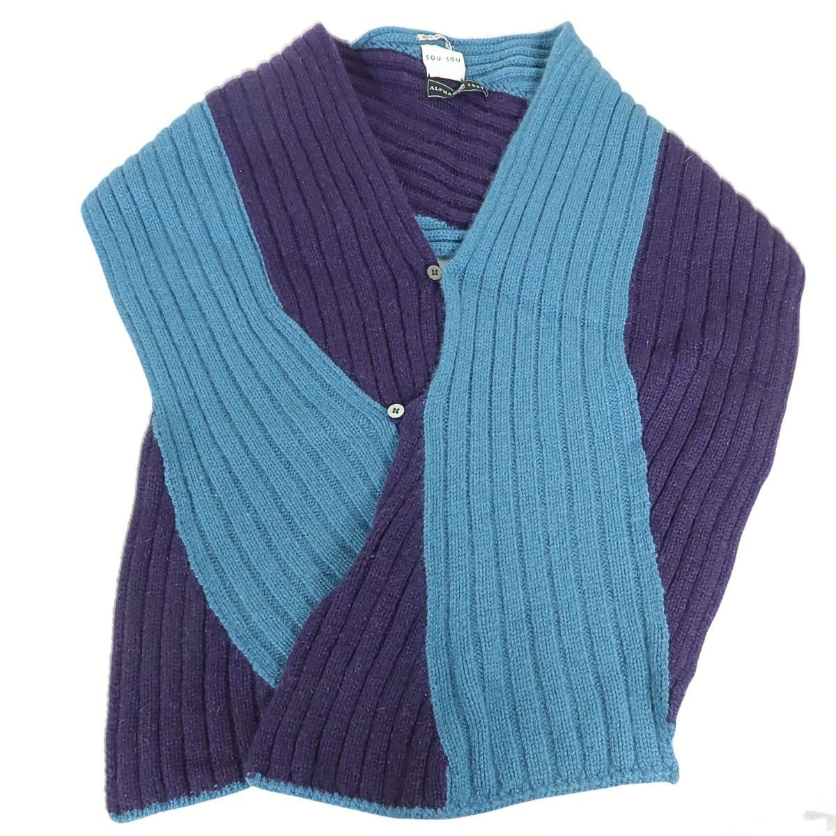 SOU SOU×ALPHA カシミヤ 枯山水 ニットストール 青系 k4410