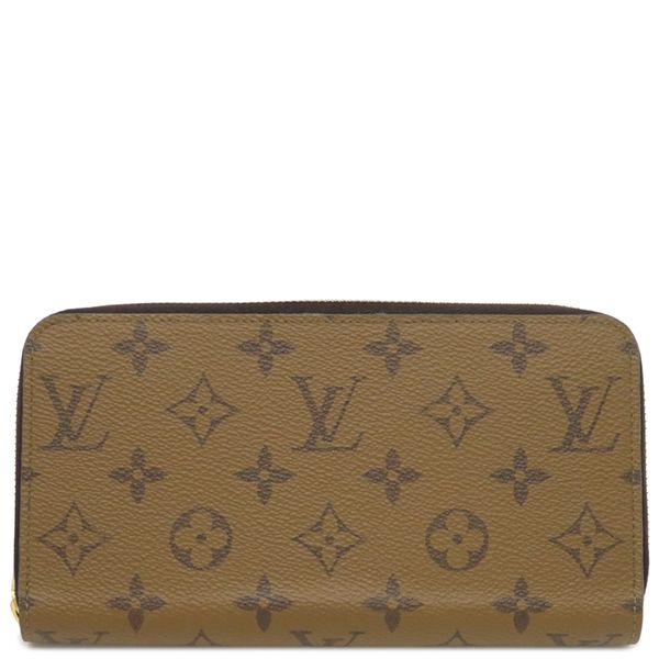 ルイヴィトン LOUIS VUITTON 長財布 ジッピー ウォレット レザー モノグラムリバースキャンバス モノグラムリバース ゴールド金具 茶 ラウンドファスナー M82444 RFID 保存袋