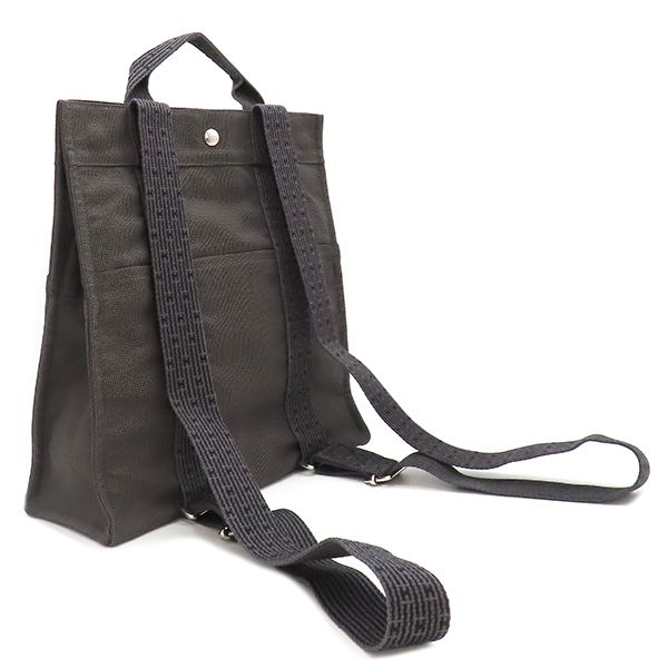 エルメス HERMES リュック デイパック エールライン アド MM キャンバス グレー シルバー金具 鍵 カデナ