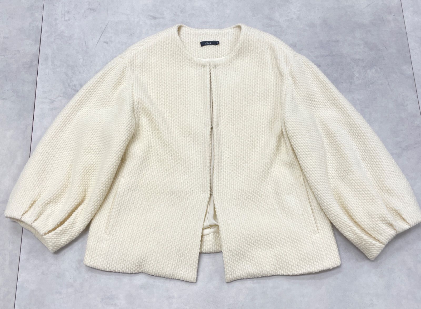 M.fil エムフィル ノー ジャケット カーディガン パフスリーブ ショート ウール レディース 38