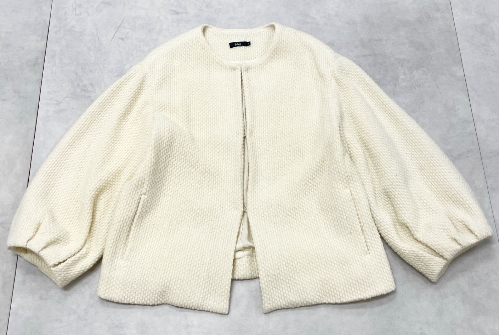 M.fil エムフィル ノー ジャケット カーディガン パフスリーブ ショート ウール レディース 38