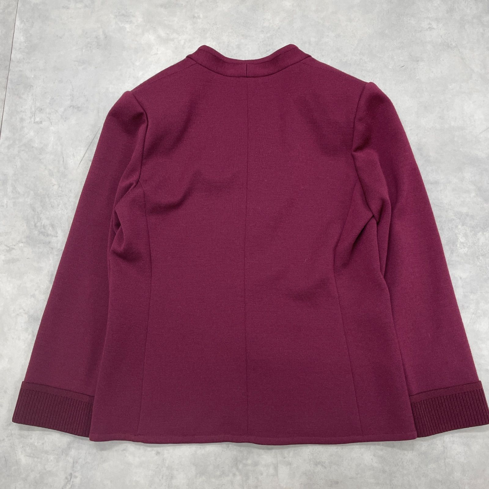 YVES SAINT LAURENT イヴサンローラン ノー ジャケット カーディガン ミラノリブニット 金ボタン ウール ボルドー レディース L