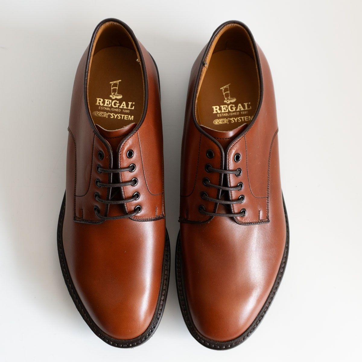 のみ REGAL GEOX SYSTEM プレーントゥ レザーシューズ 25.5 cm リーガル ブラウン 革靴