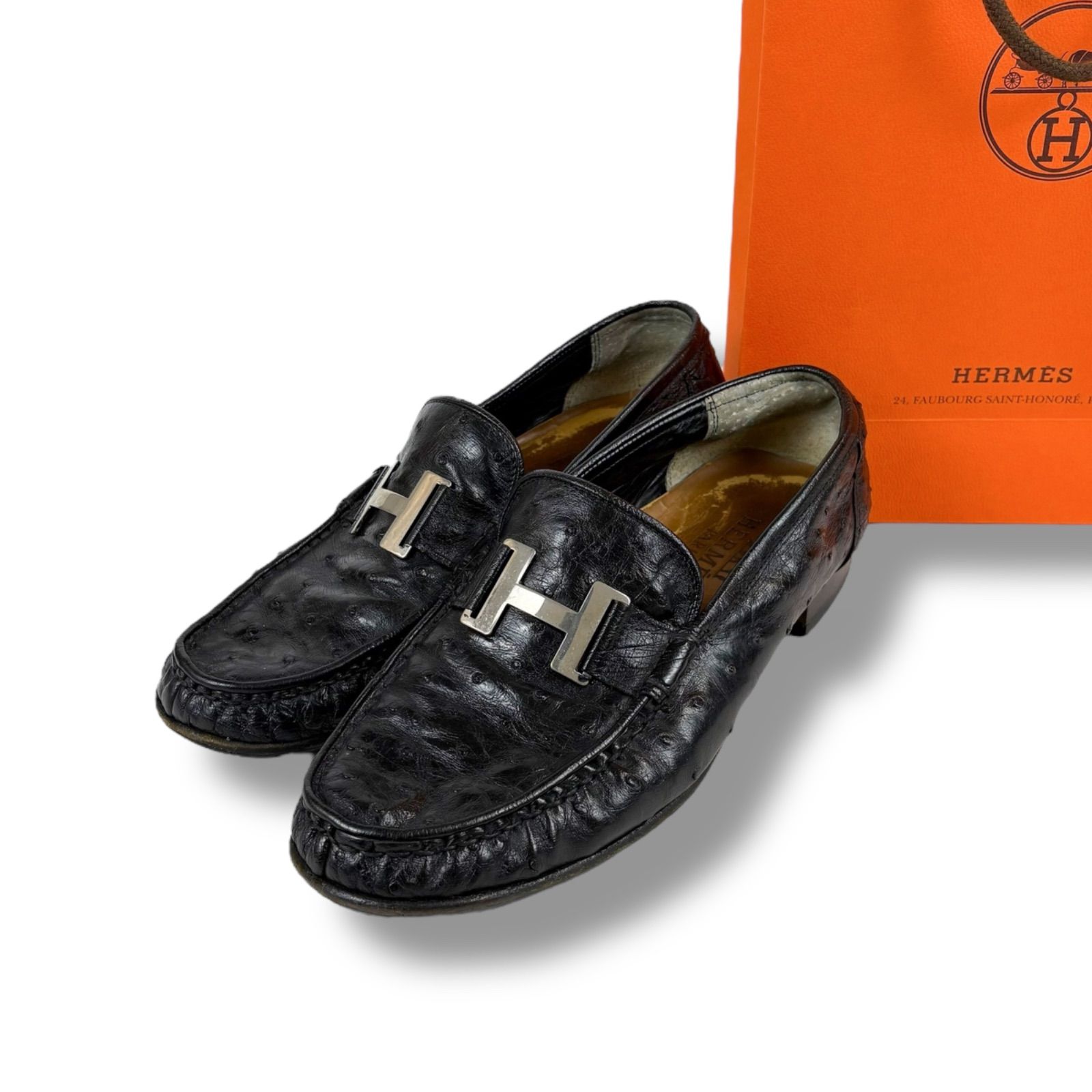 エルメス HERMES コンスタンス ローファー モカシン オーストリッチ 