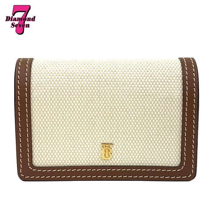 BURBERRY バーバリー ミニ ウォレット 財布 TBロゴ チェーン ショルダー バッグ 白 ホワイト 茶 ブラウン ゴールド金具 コインケース 小銭入れ コンパクト 二つ折り レディース ⓪