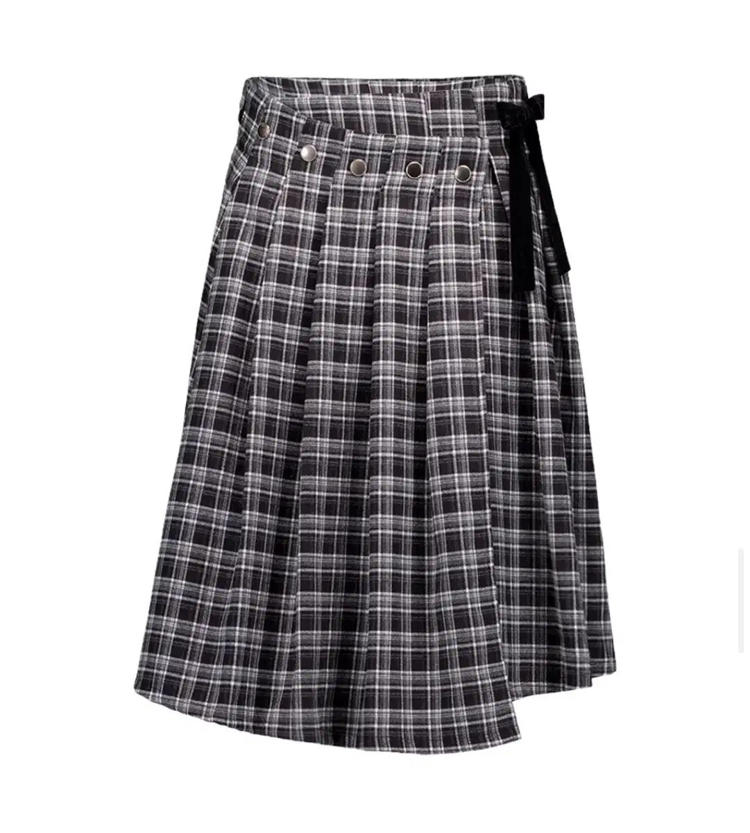 セットアップエクス CHECK WRAP SKIRT BLACK