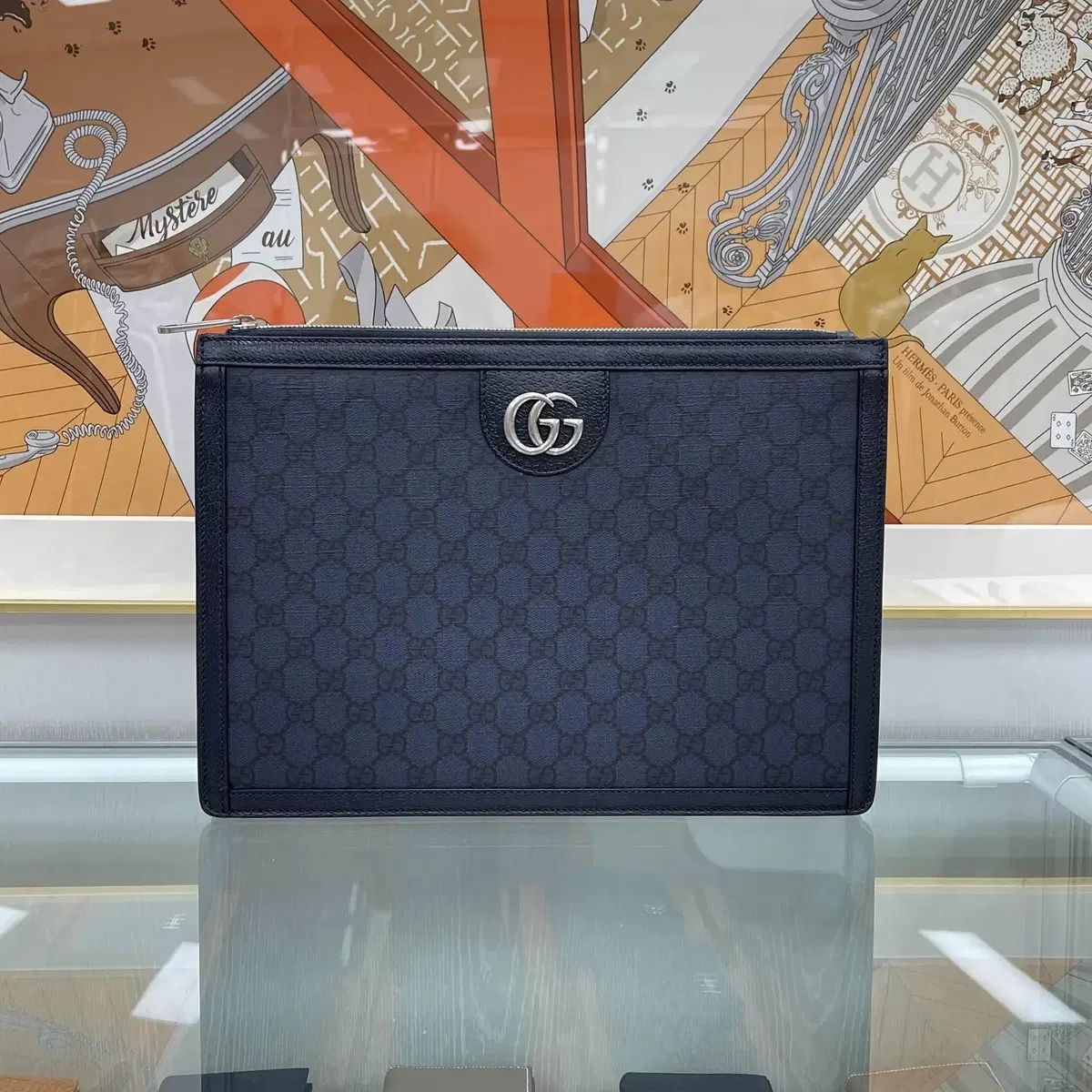 グッチ GG キャンバス オフィディア クラッチバッグ ネイビー 760243