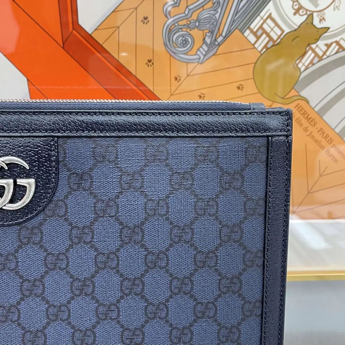 グッチ GG キャンバス オフィディア クラッチバッグ ネイビー 760243