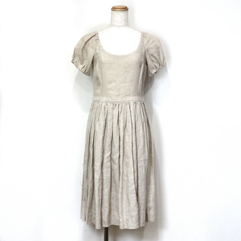 楠本質店 元住吉 PRADA プラダ 麻 ワンピース ベージュ レディース サイズ 42