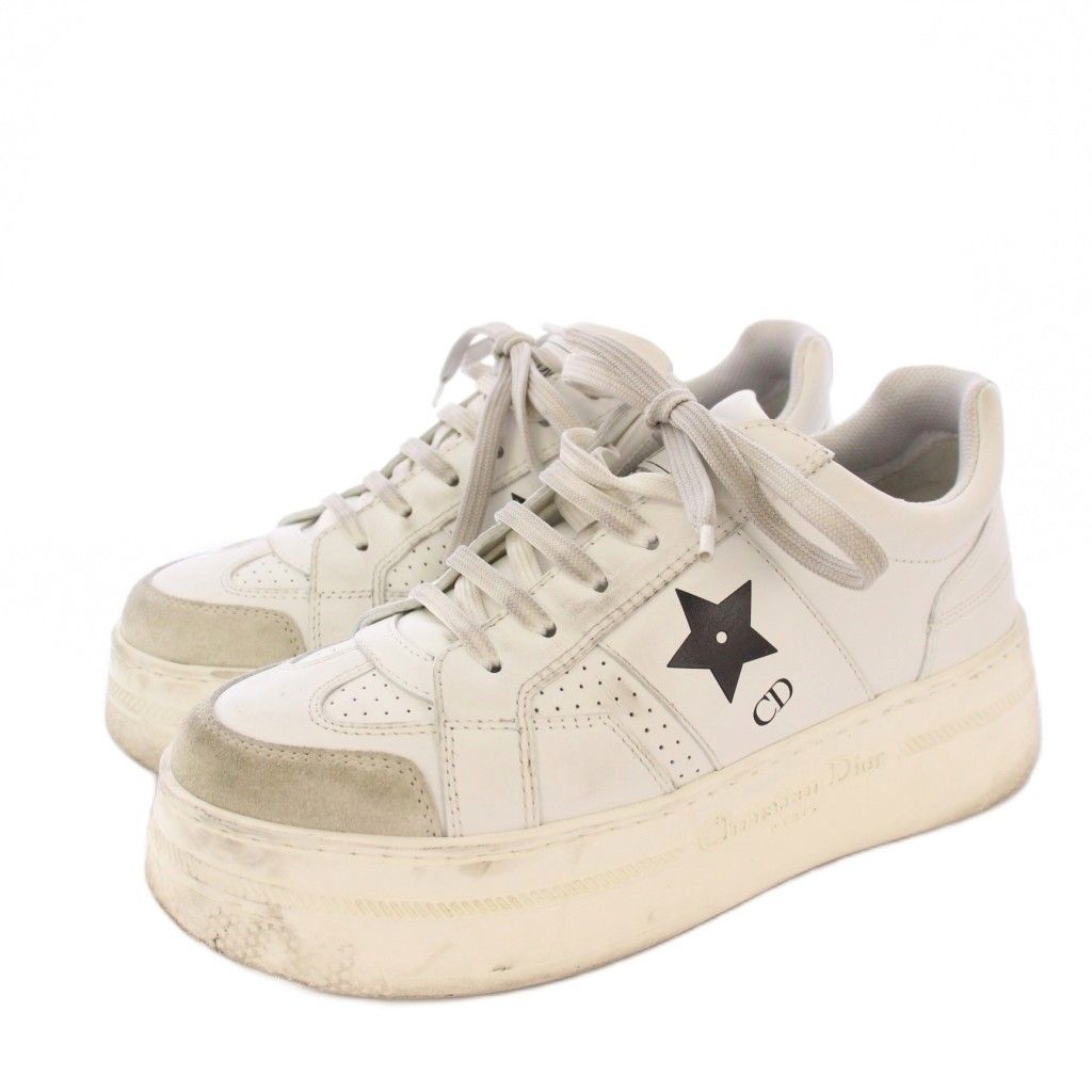 クリスチャンディオール Christian Dior Star プラットフォーム スニーカー レザー 35.5 白 KH