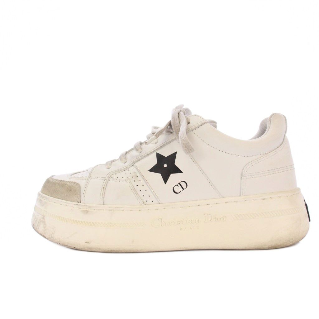 クリスチャンディオール Christian Dior Dior Star プラットフォーム スニーカー レザー 35.5 白 KH