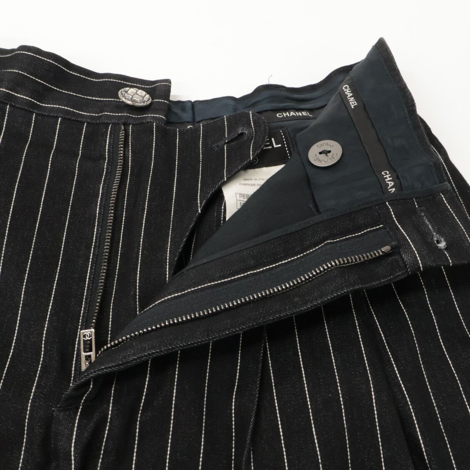 CHANEL シャネル P51530V38341 15SS ストライプ デニムキュロット ショートパンツ 36 DECORATOM_COM_BR