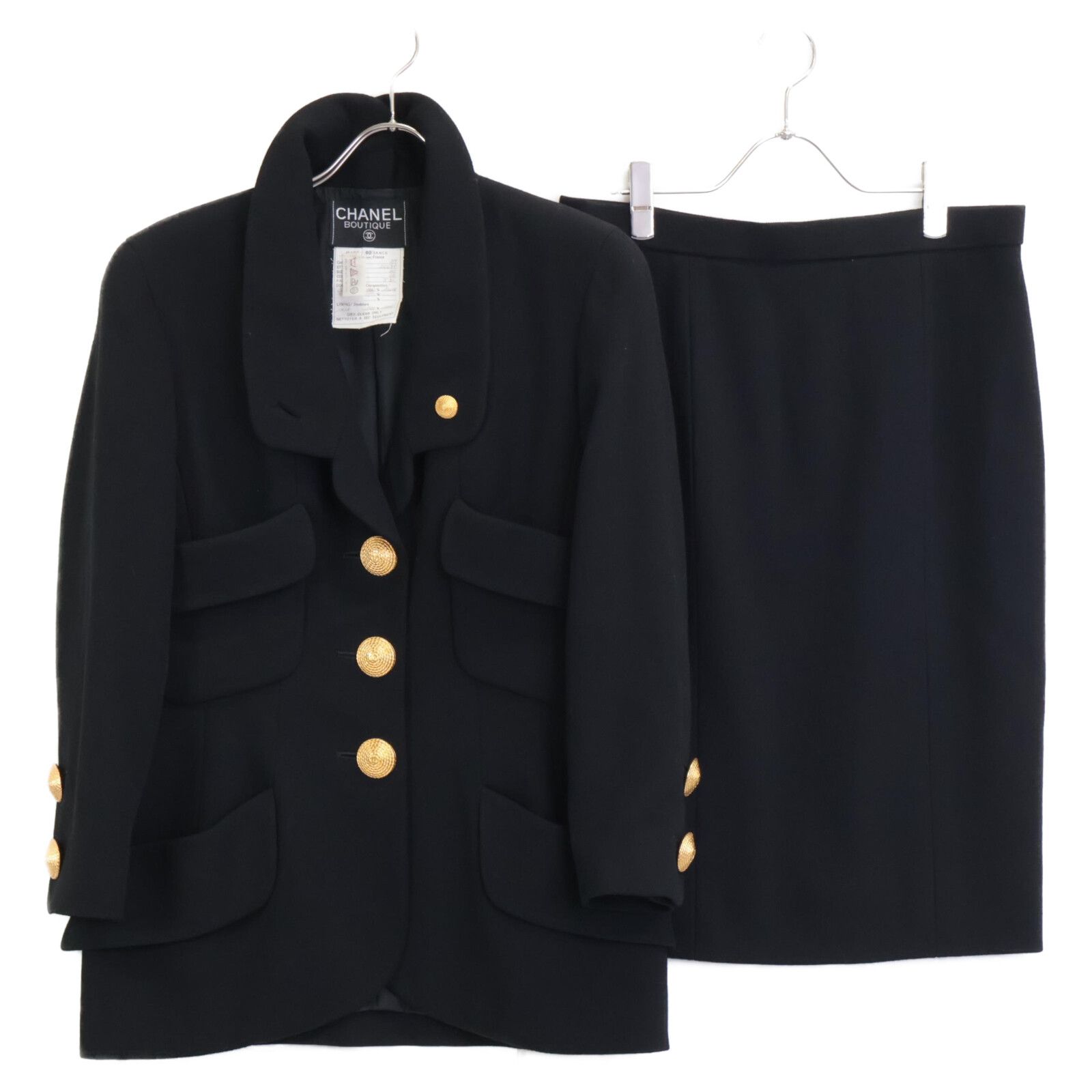 CHANEL シャネル ココマーク 金釦 シルク ジャケット スカート 40