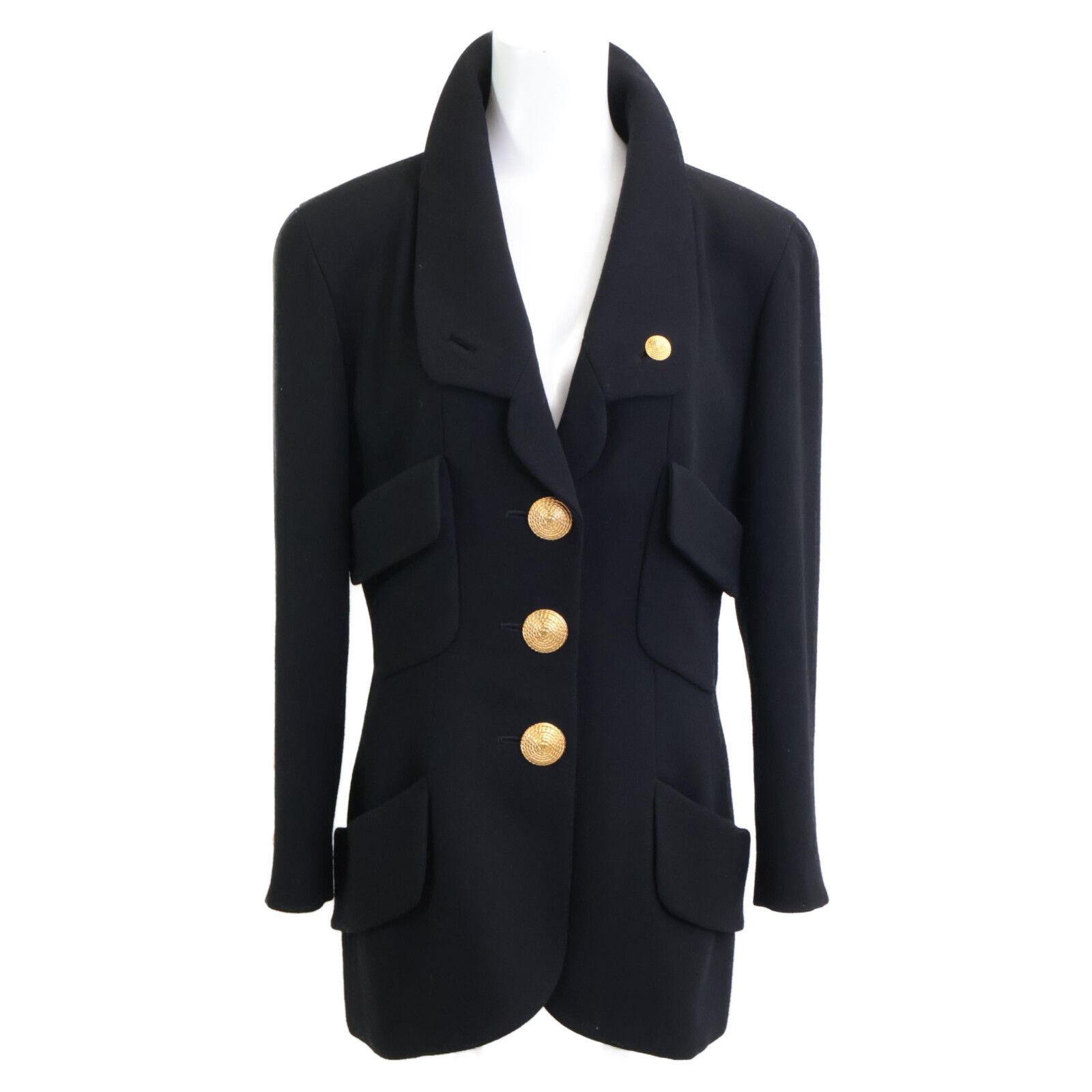 CHANEL シャネル ココマーク 金釦 シルク ジャケット スカート 40 プチプラ スカートスーツ 