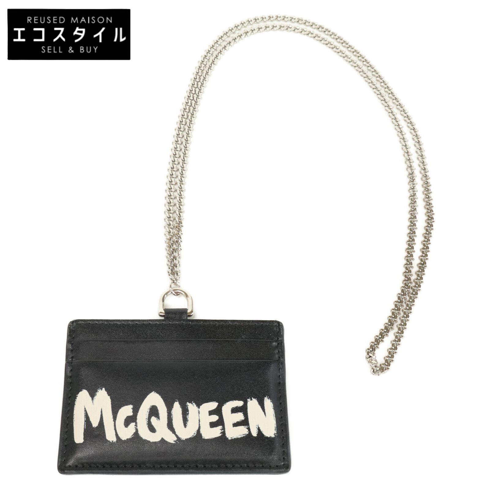 Alexander McQueen アレキサンダーマックイーン 666890 1AAC7 CARD HOLDER W CHAIN チェーン付 ロゴ