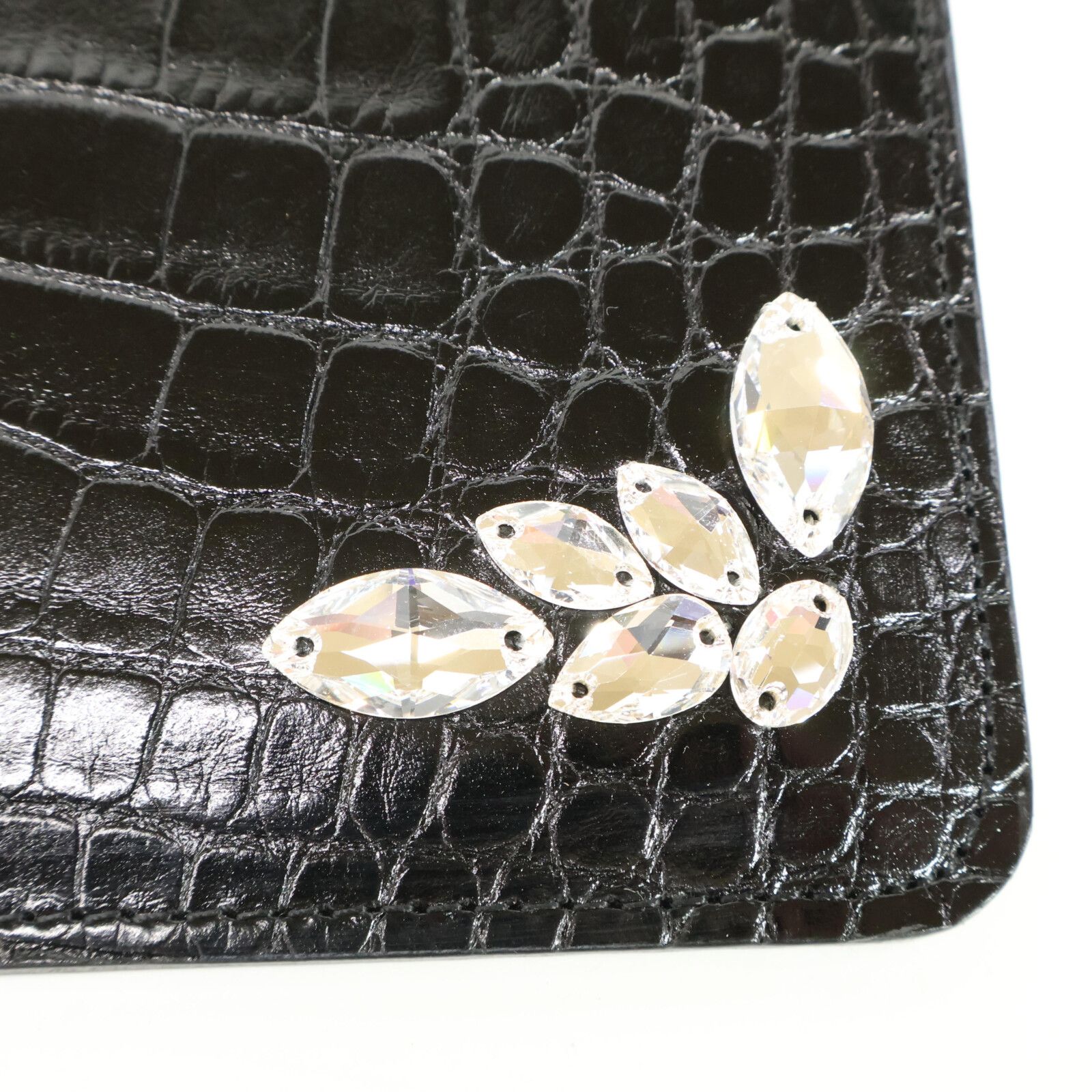 クリスタルガラス 牛革クロコダイル型押し