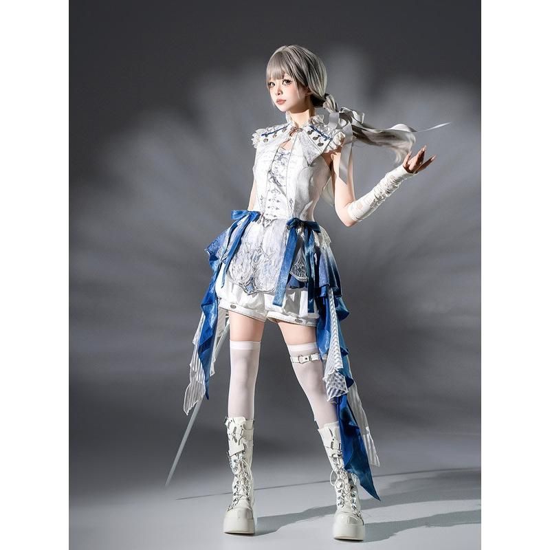 MAX90％オフ。 王子風ロリータ 竜騎士風 皇子系 少年装 3点セット リボン 夏 ノースリーブ 男装 王子装 王子系 フリル ゴスロリ服 中華風 ロリィタ ステージ服 コスチューム 【最短翌日配送】