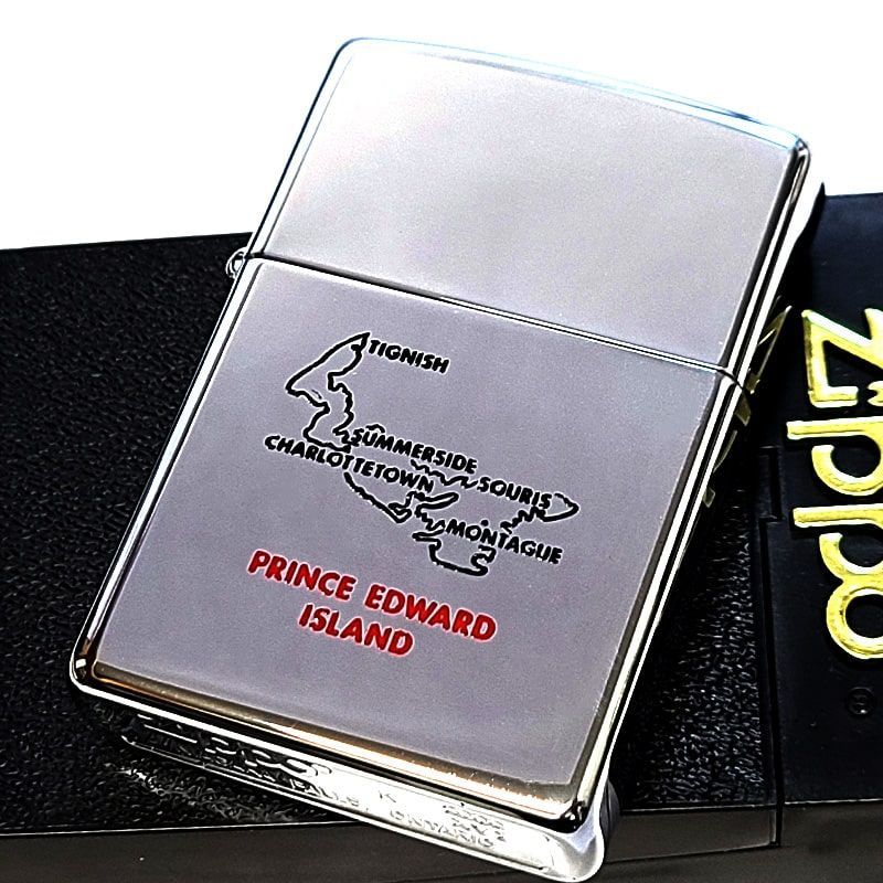 ZIPPO ライター ジッポ カナダ製 絶版 プリンスエドワード島 地図 2000年製 オンタリオ製 廃盤 ビンテージ かっこいい メンズ 珍しい かっこいい ヴィンテージ シルバー おしゃれ ギフト プレゼント