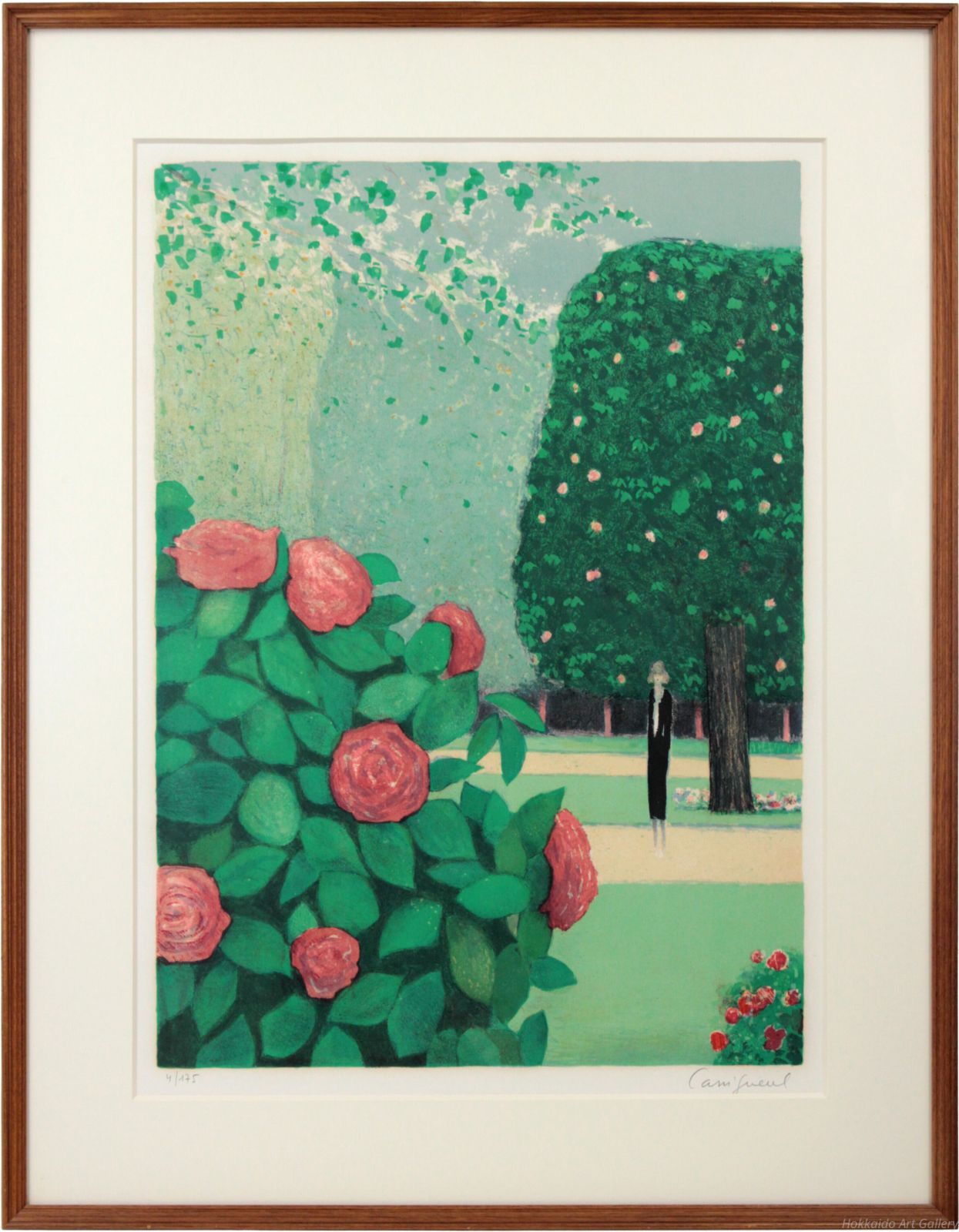 ジャン ピエール カシニョール バラの繁み リトグラフ 版画 絵画