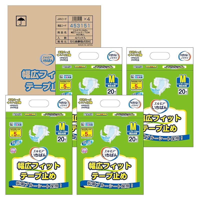 エルモアいちばん エルモア いちばん 幅広フィット テープ止めタイプ 男女共用 Mサイズ 入×4