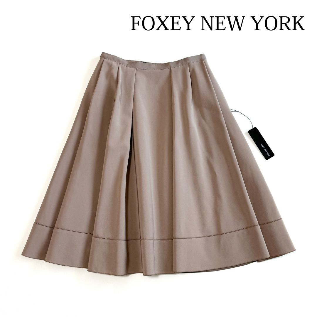 FOXEY NEW YORK フォクシーニューヨーク タック 膝下 ミモレ フ スカート 40