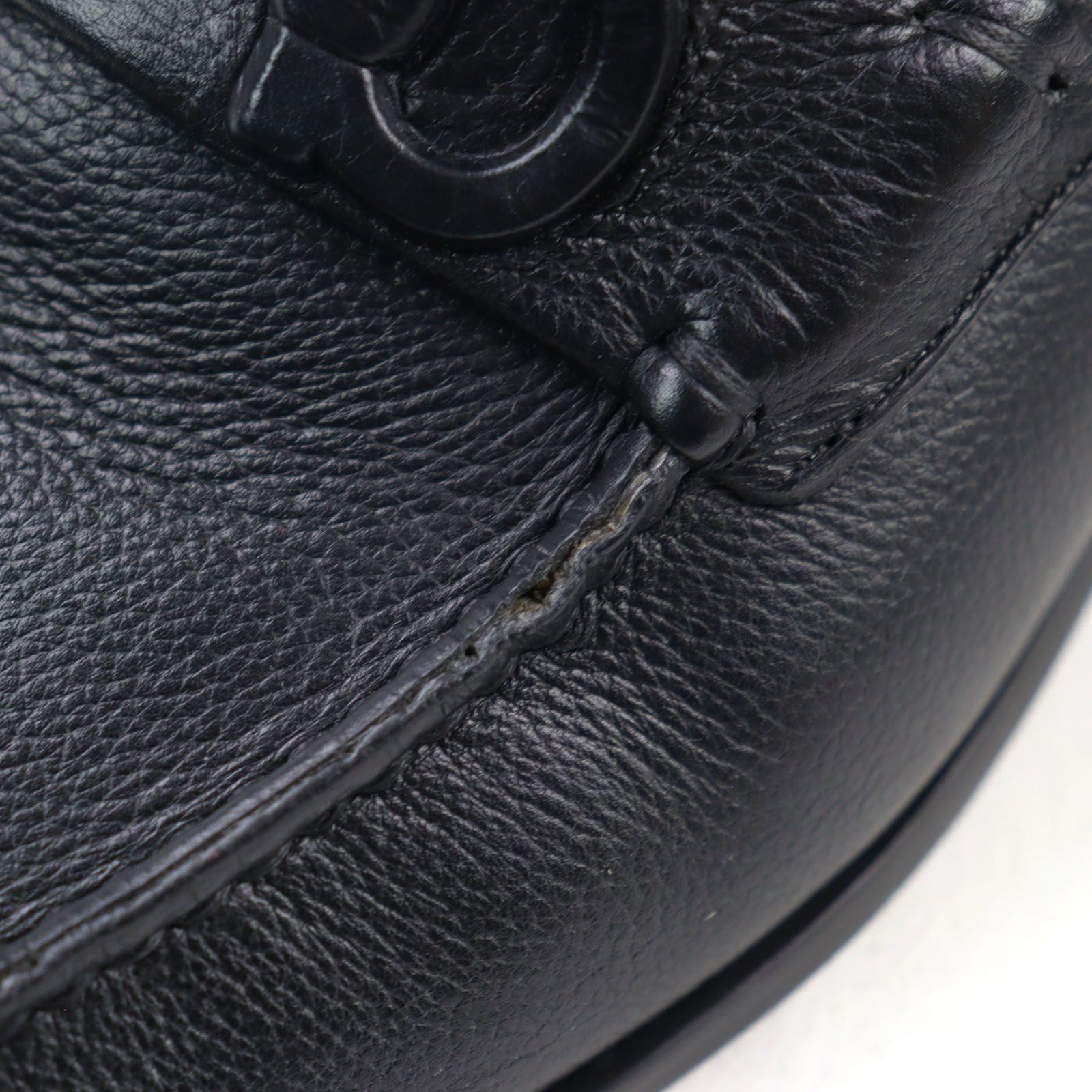  Salvatore Ferragamo サルヴァトーレフェラガモ レザー ガンチーニ モカシン ローファー ブラック 6.5 保存袋付き イタリア製 メンズ ローファー ブーツ 革靴