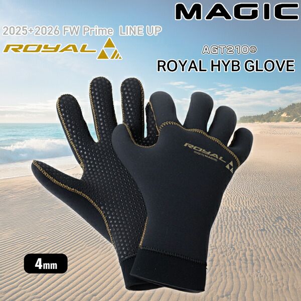 マジック グローブ ロイヤル 25-26 MAGIC ROYAL 4 mm HYB GLOVE 素材 AGT 210 5本指 サーフィン サーフグローブ
