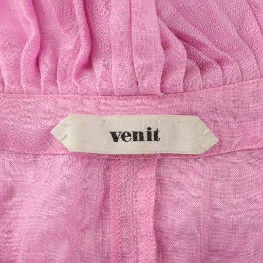  ヴェニット VENIT リネンプリーツワンピース 麻 ノースリーブ マキシ丈 38 M ピンク XZ GY 19 その他 トップス