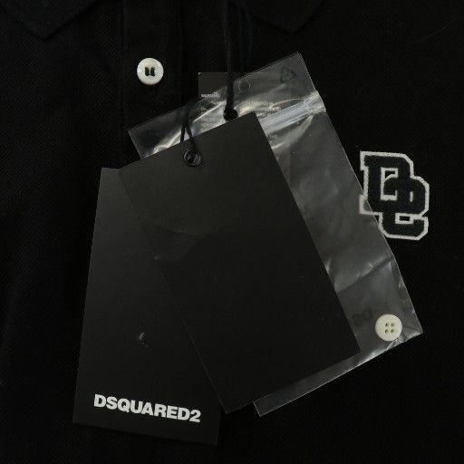  ディースクエアード Tennis Fit Polo ポロシャツ 半袖 ロゴ ワッペン M 黒 ブラック XZ GY 19 その他 トップス