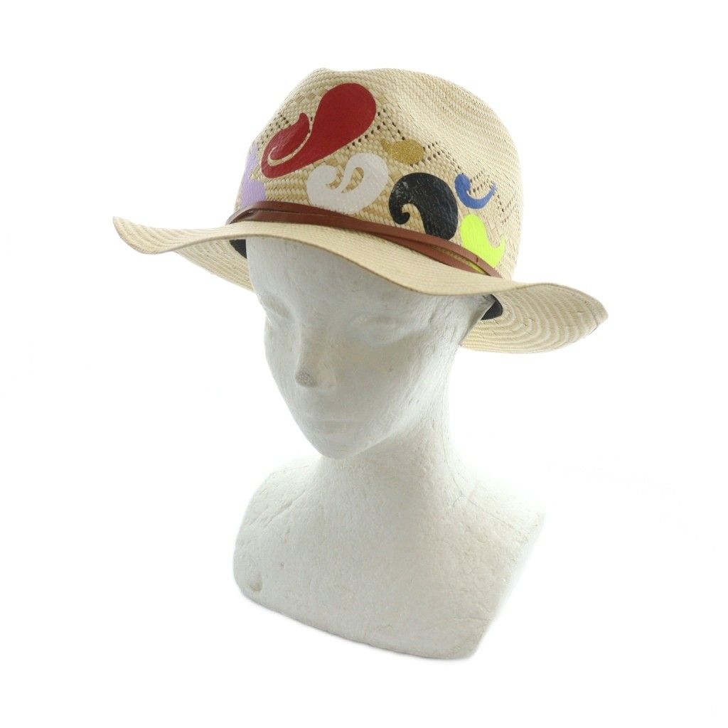 エトロ ETRO 麦わら帽子 ストローハット ロゴ 57 ベージュ GY40 MQ