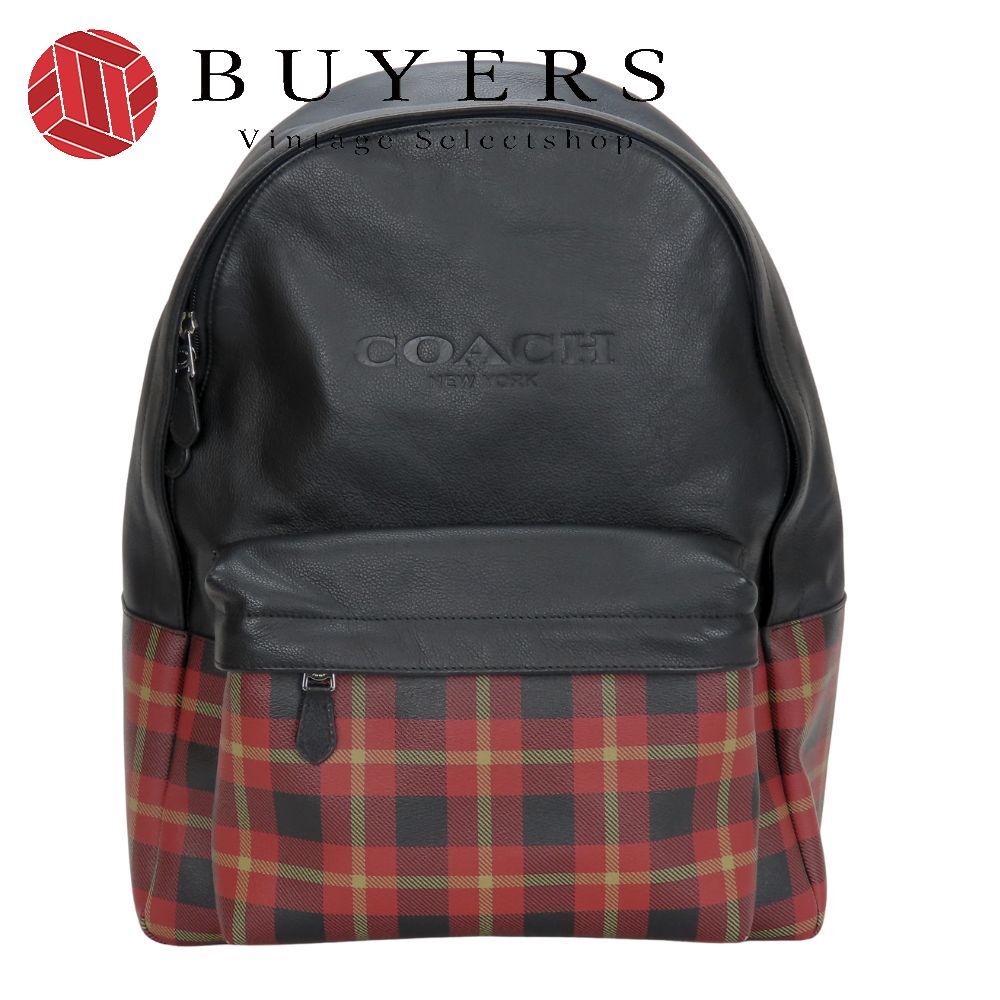 コーチ リュック デイパック F55394 レザー PVC ブラック レッド系 チェック カジュアル レディース 女性 COACH