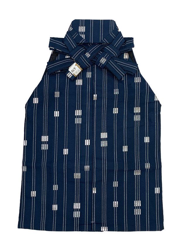 七五三 こども袴セット 4-5歳 男の子用 袴 紐下57cm 小物 7点セット 合繊 紺地 金襴縞 IHB404-57