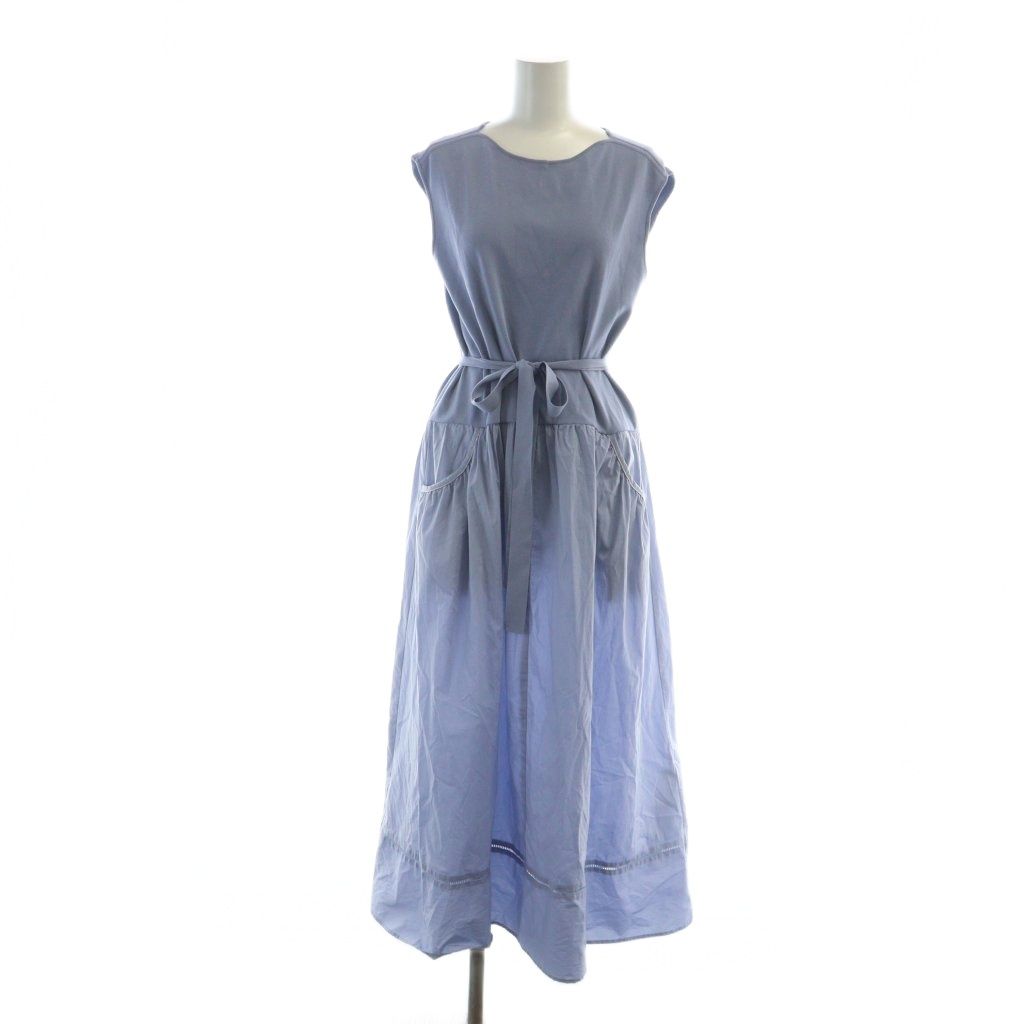 モラビト 近年モデル ロングワンピース ノースリーブ 切替 38 青 ブルー GY 19 MQ