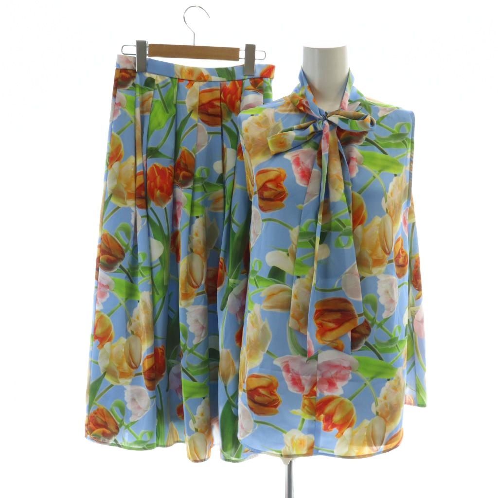 ビアッジョブルー Viaggio Blu KEITA KAWASAKI Blue tulip ボウタイブラウス スカート セットアップ 上下 ロング ノースリーブ ロゴ 1 S マルチ GY19 MQ