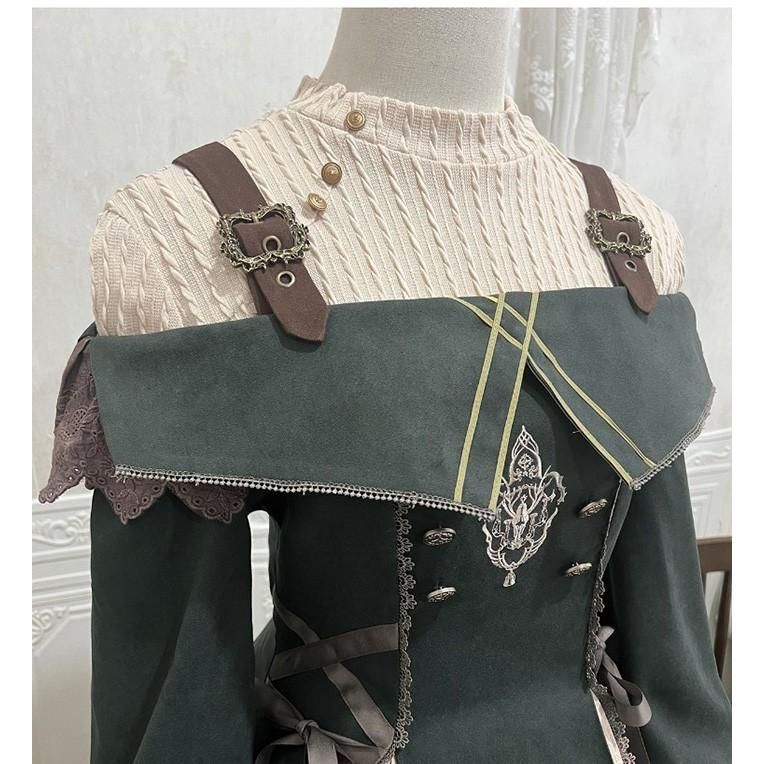ロリータ コスチューム トップス ワンピース レトロ風 リボン レディース ゴスロリ 洋服 長袖 フリル コスプレ 衣装 イベント 春夏秋用 グリーン