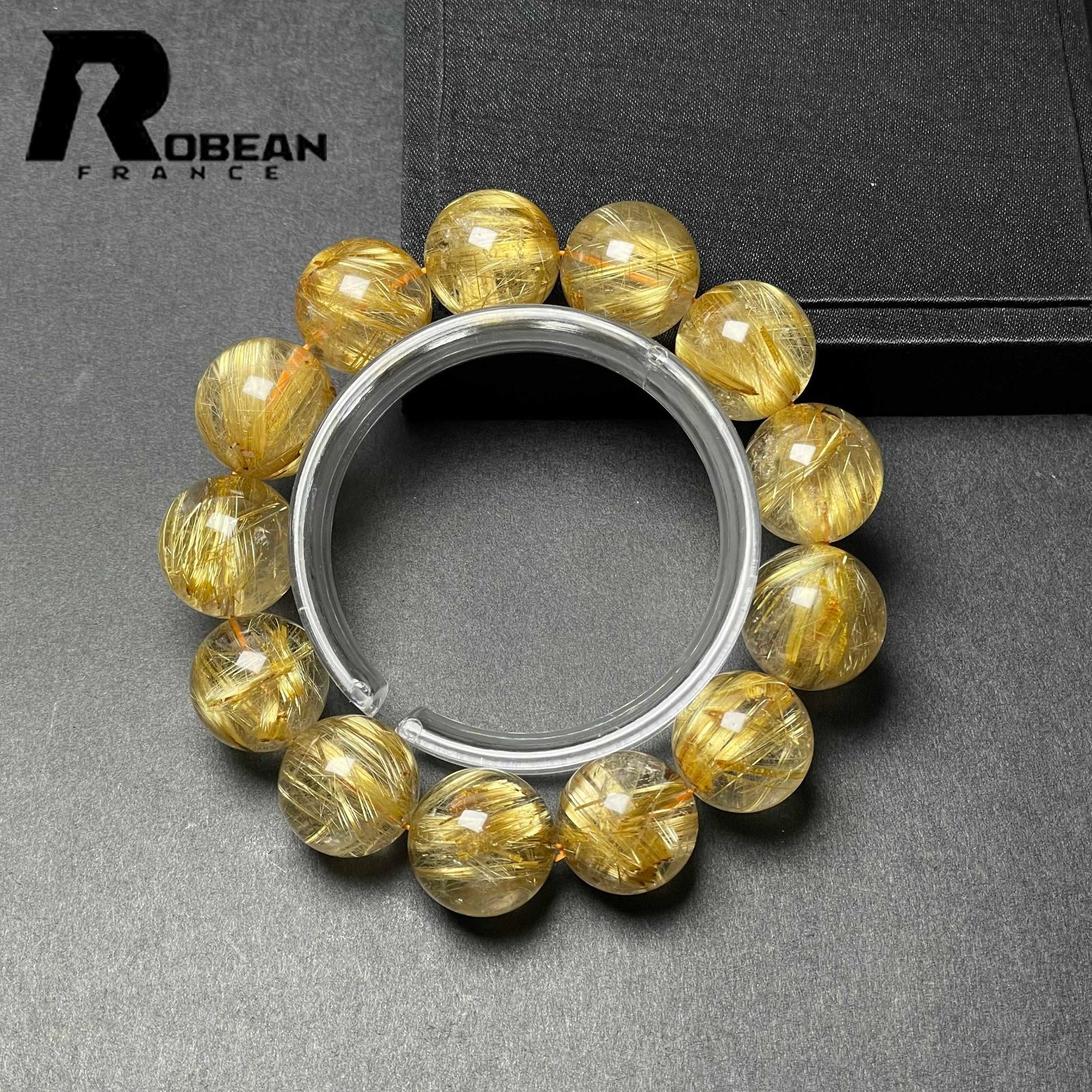 絶賛 EU製 定価216万円 ROBEAN ! 満針ルチルクォーツ ブレスレット パワーストーン 天然石 金運 お守り プレゼント 17 8 18 7 mm