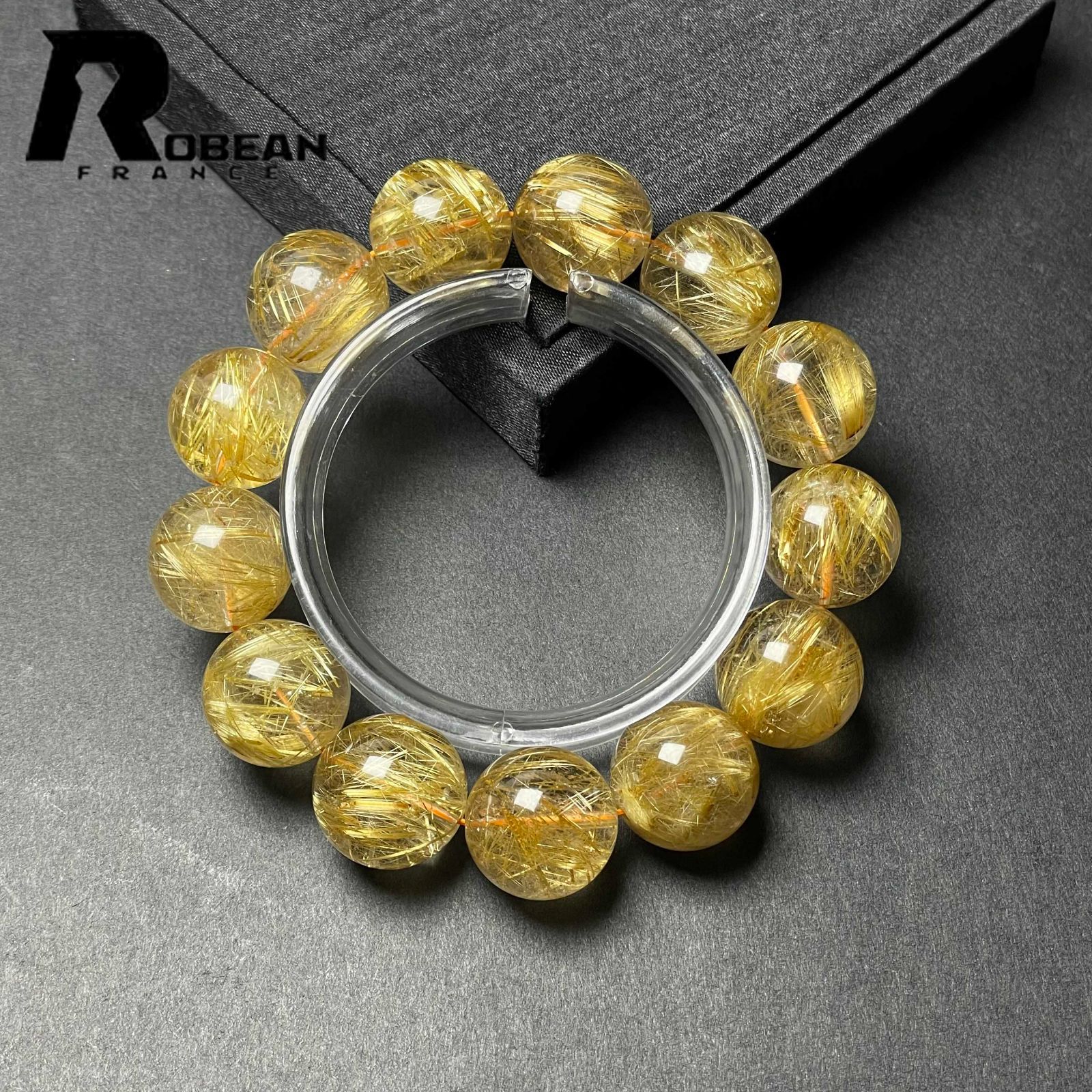 EU製 定価215万円 ROBEAN ! 満針ルチルクォーツ ブレスレット パワーストーン 天然石 金運 お守り プレゼント 17.8-18.8mm D1103939