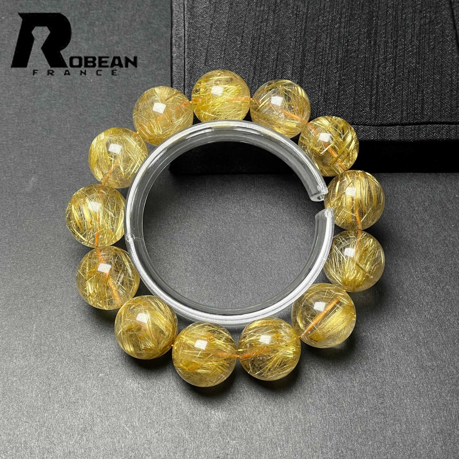 EU製 定価215万円 ROBEAN ! 満針ルチルクォーツ ブレスレット パワーストーン 天然石 金運 お守り プレゼント 17.8-18.8mm D1103939