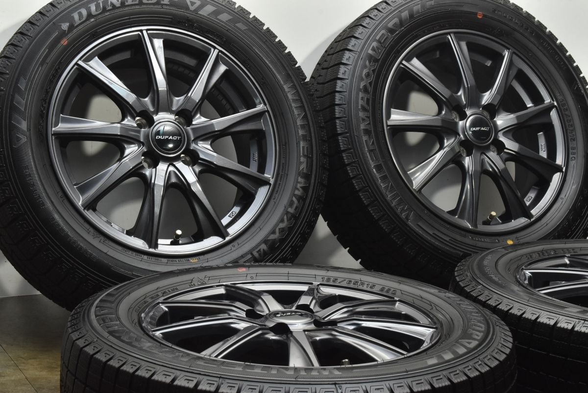 バリ溝 DUFACT 15 in 5 J 42 PCD 100 ダンロップ ウィンターマックス03 185 65 R フィールダー アクア ヤリス ノート デミオ